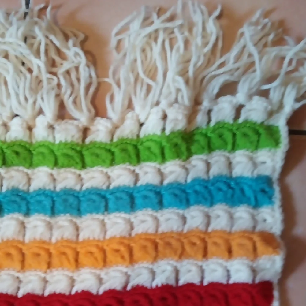 Vintage Handcrafted Multicolor Striped Throw Blanket
